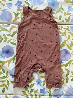 3/$25 H&M Mauve-Pink Romper with Black Polka Dots